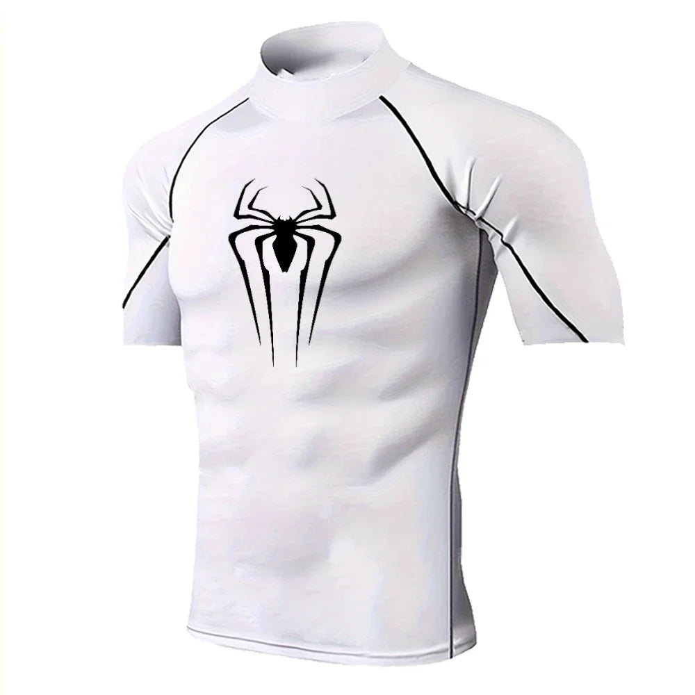 Arachnid Symbol Short Sleeve Compression Shirt - White and Black