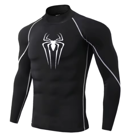 Arachnid Symbol Long Sleeve Compression Shirt - Black and White