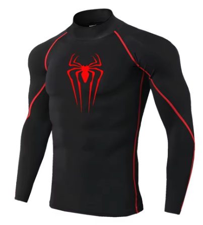 Arachnid Symbol Long Sleeve Compression Shirt - Black and Red