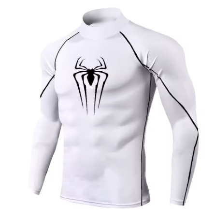 Arachnid Symbol Long Sleeve Compression Shirt - White and Black